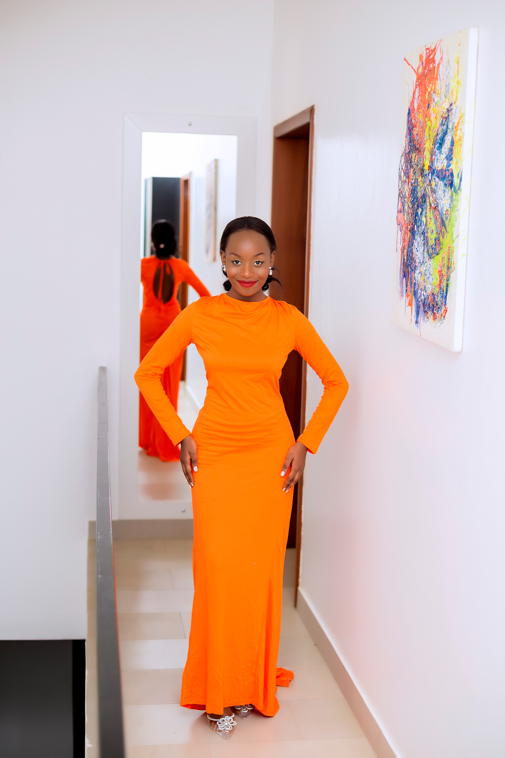 Orange long dress image